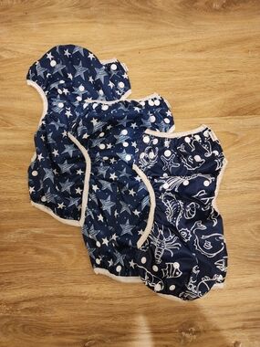Reusable Kids Swim Diaper Cover - Navy Star & Sea Print